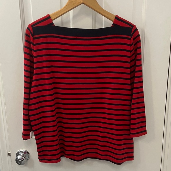 Lauren Ralph Lauren Green Tag Red and navy striped shirt size XL 100% cotton - Picture 8 of 15
